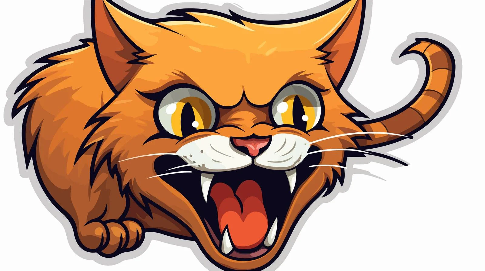 Cartoon Hissing Cat Sticker — free download from Dotvec