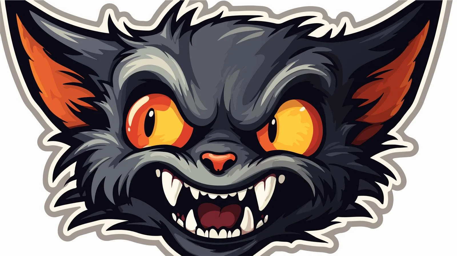 Hissing Cat Cartoon Sticker — free download from Dotvec