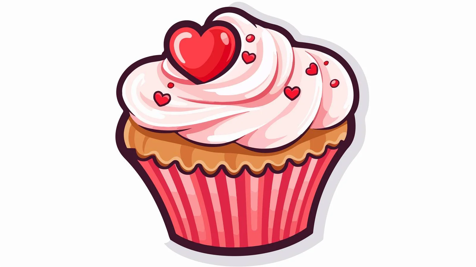 Cartoon Heart Cupcake Sticker Vector Illustration — free download from Dotvec