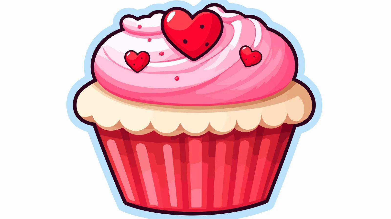 Cartoon Love Heart Cupcake Sticker — free download from Dotvec