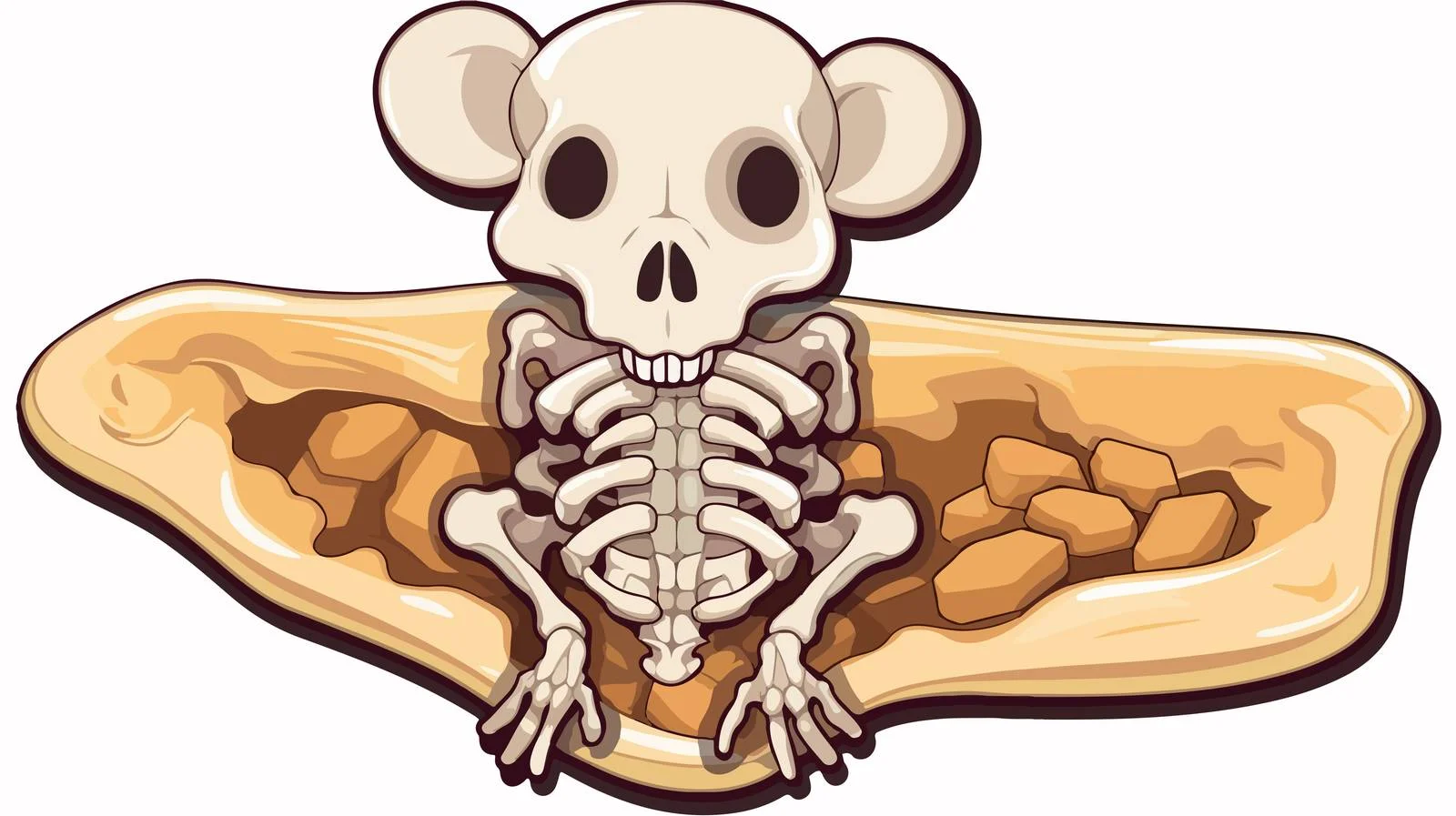 Cartoon Rat Sticker on Bones — free download from Dotvec