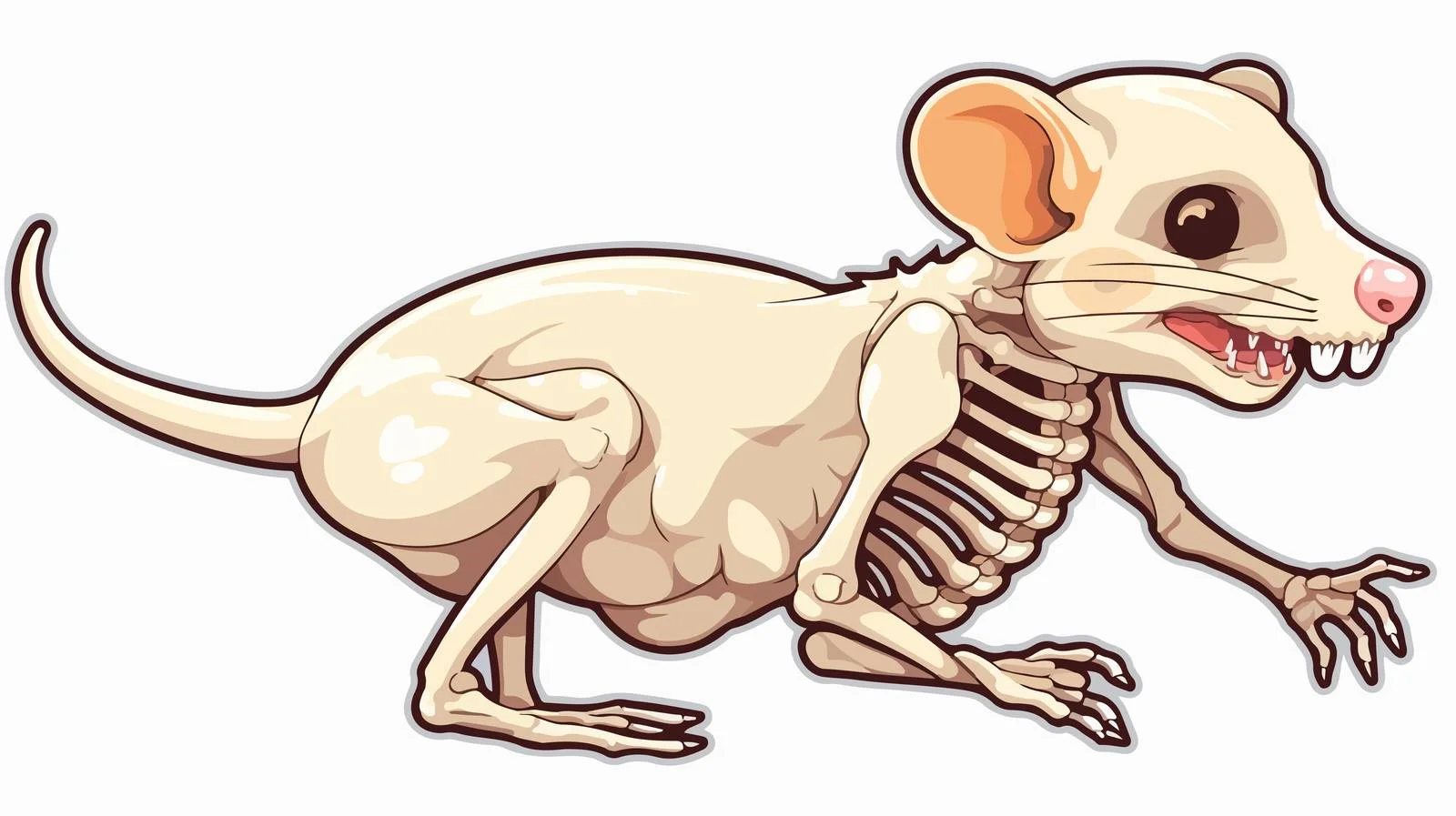 Cartoon Rat Sticker on Bones — free download from Dotvec