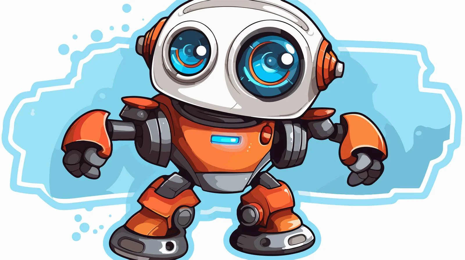 Cartoon Robot Sticker Illustration — free download from Dotvec