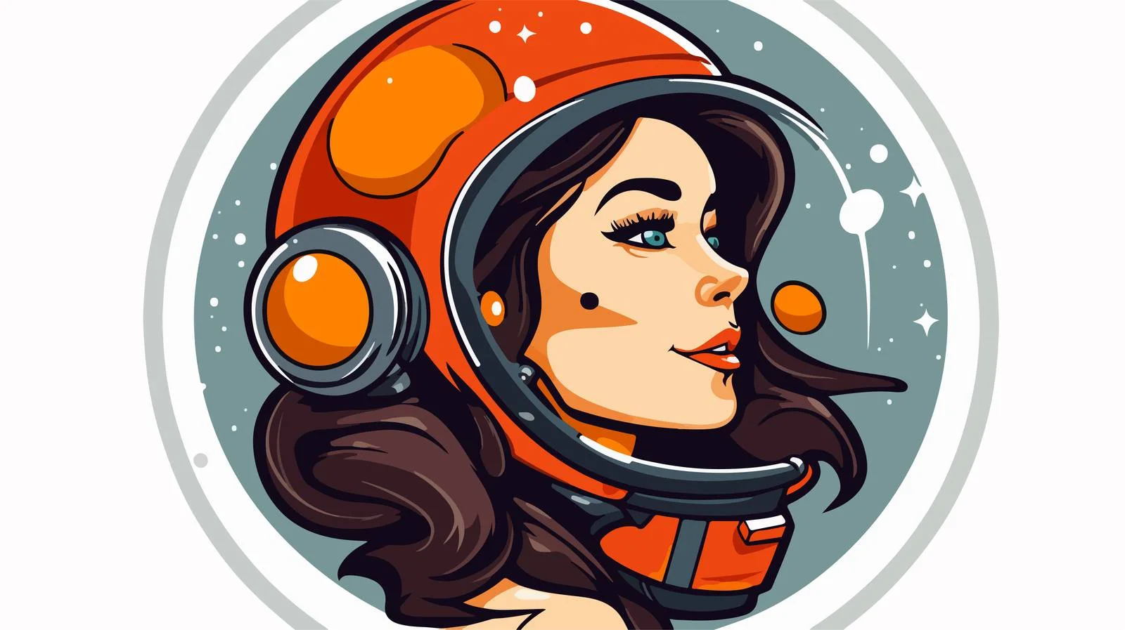 Cartoon Space Woman Sticker Illustration — free download from Dotvec