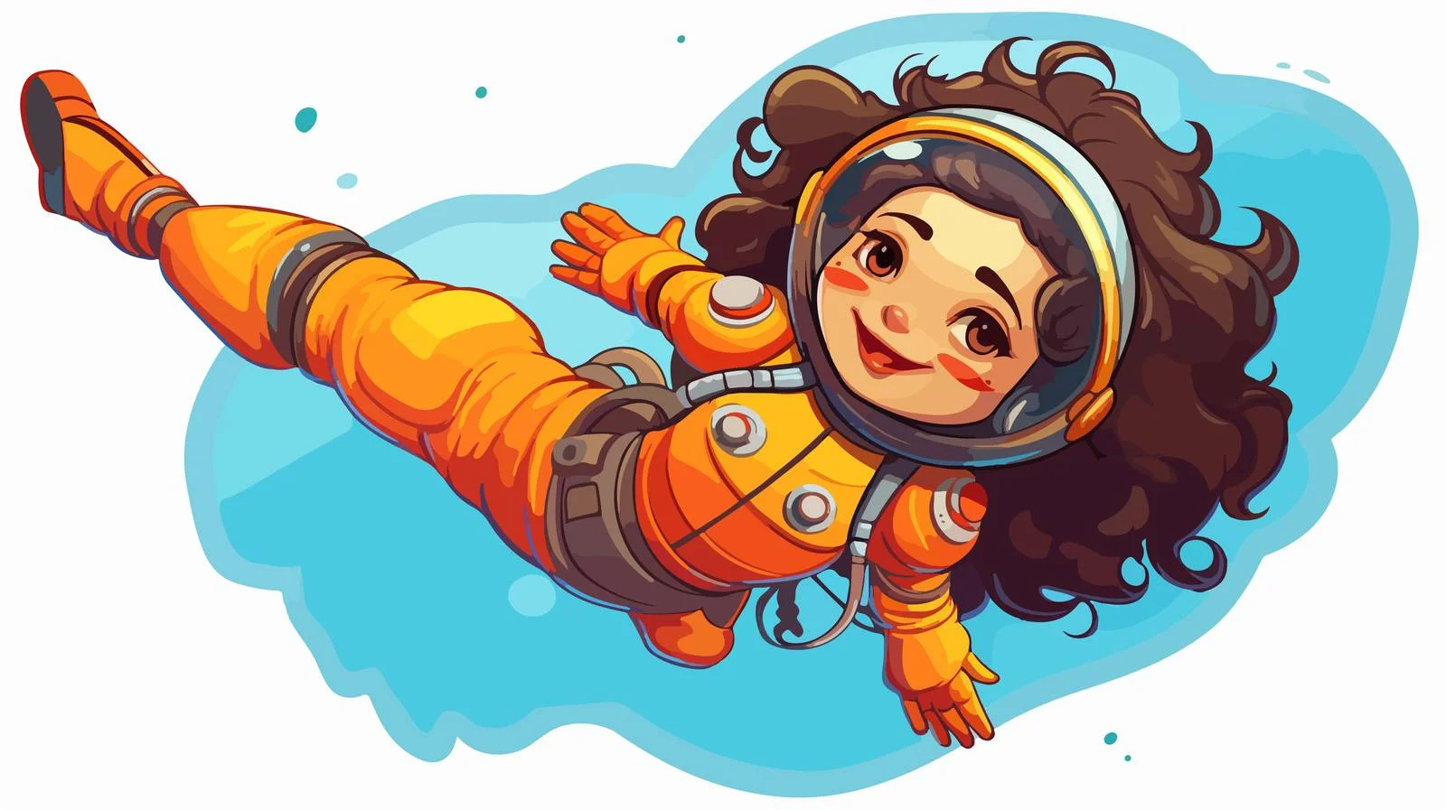 Cartoon Space Woman Sticker Illustration — free download from Dotvec