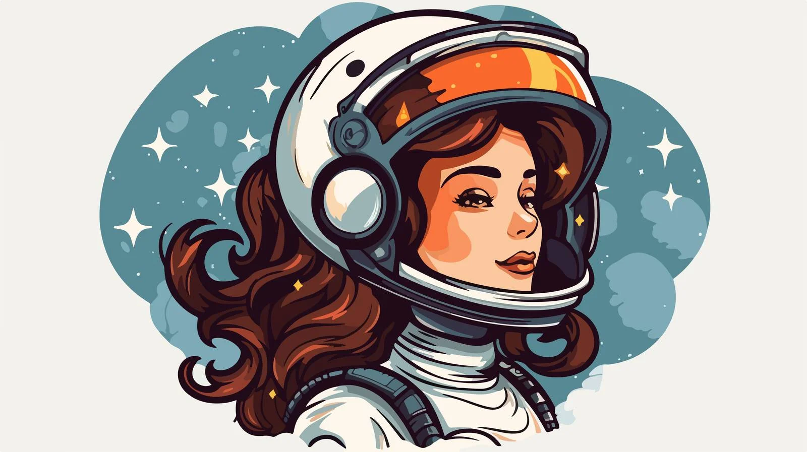 Cartoon Space Woman Sticker Illustration — free download from Dotvec
