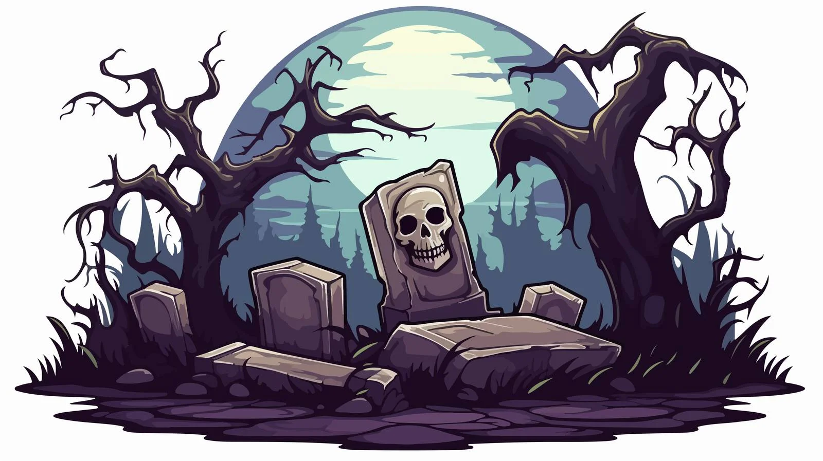 Spooky Grave Sticker Illustration — free download from Dotvec
