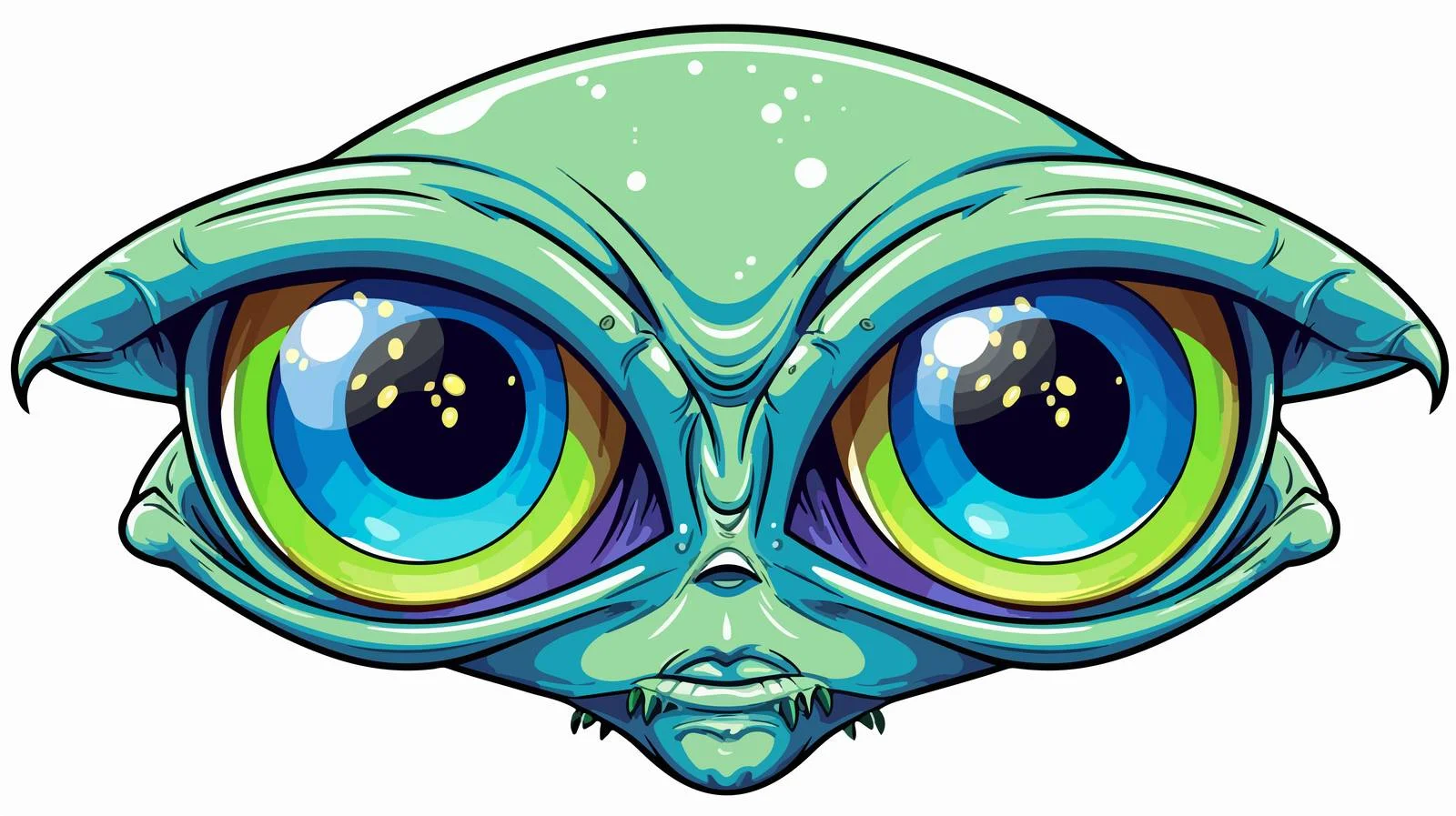 Three-Eyed Alien Cartoon Sticker Vector — free download from Dotvec
