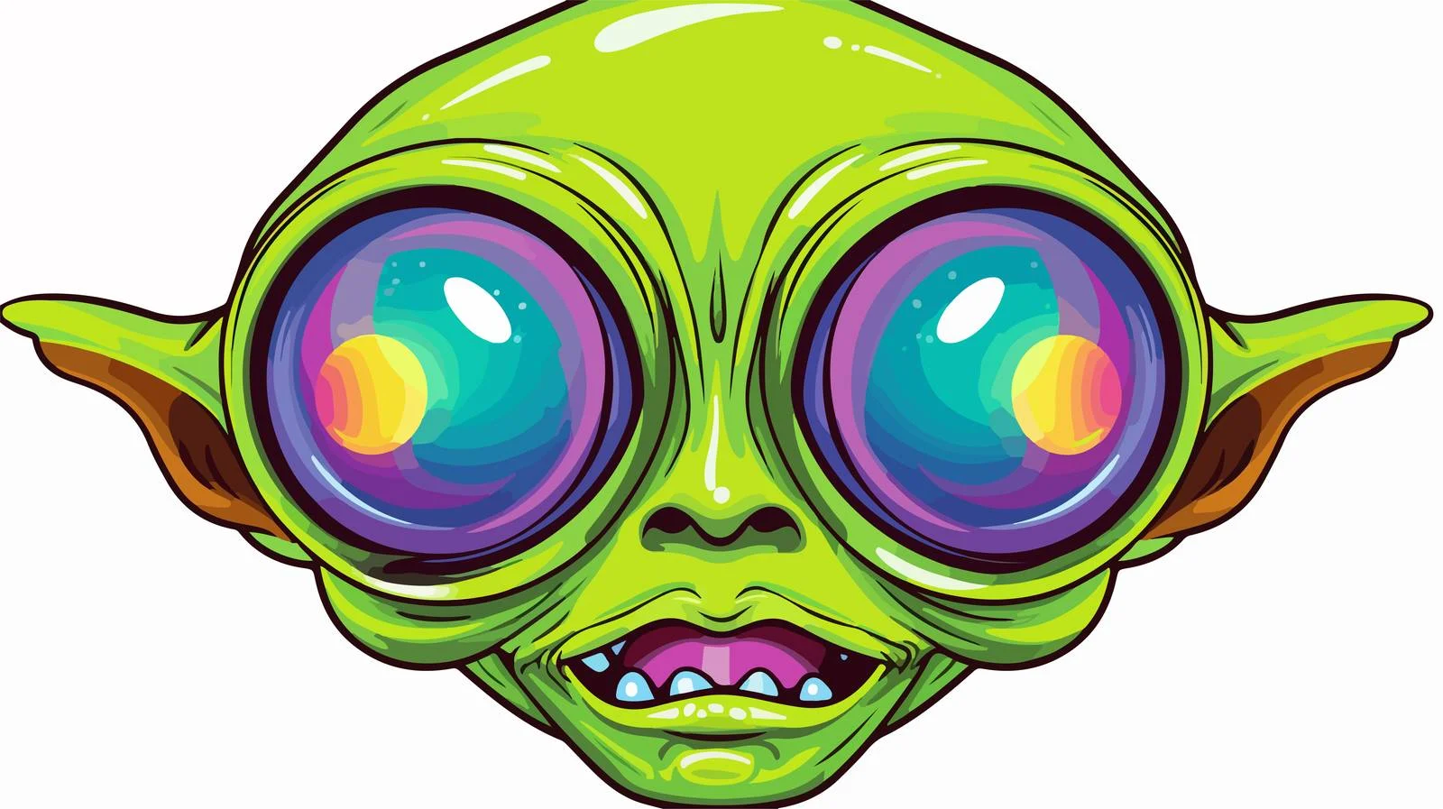 Three-Eyed Alien Cartoon Sticker