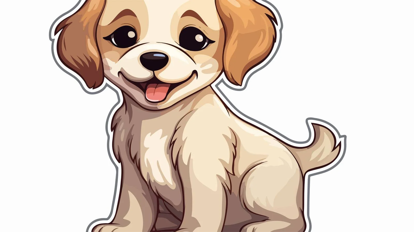 Adorable Cartoon Dog Sticker Vector Illustration