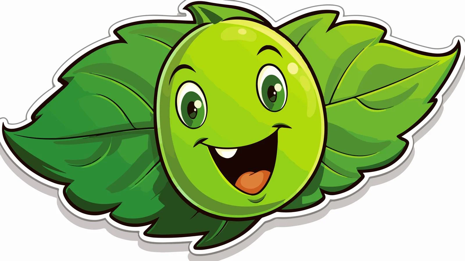 Expressional Cartoon Leaf Sticker — free download from Dotvec