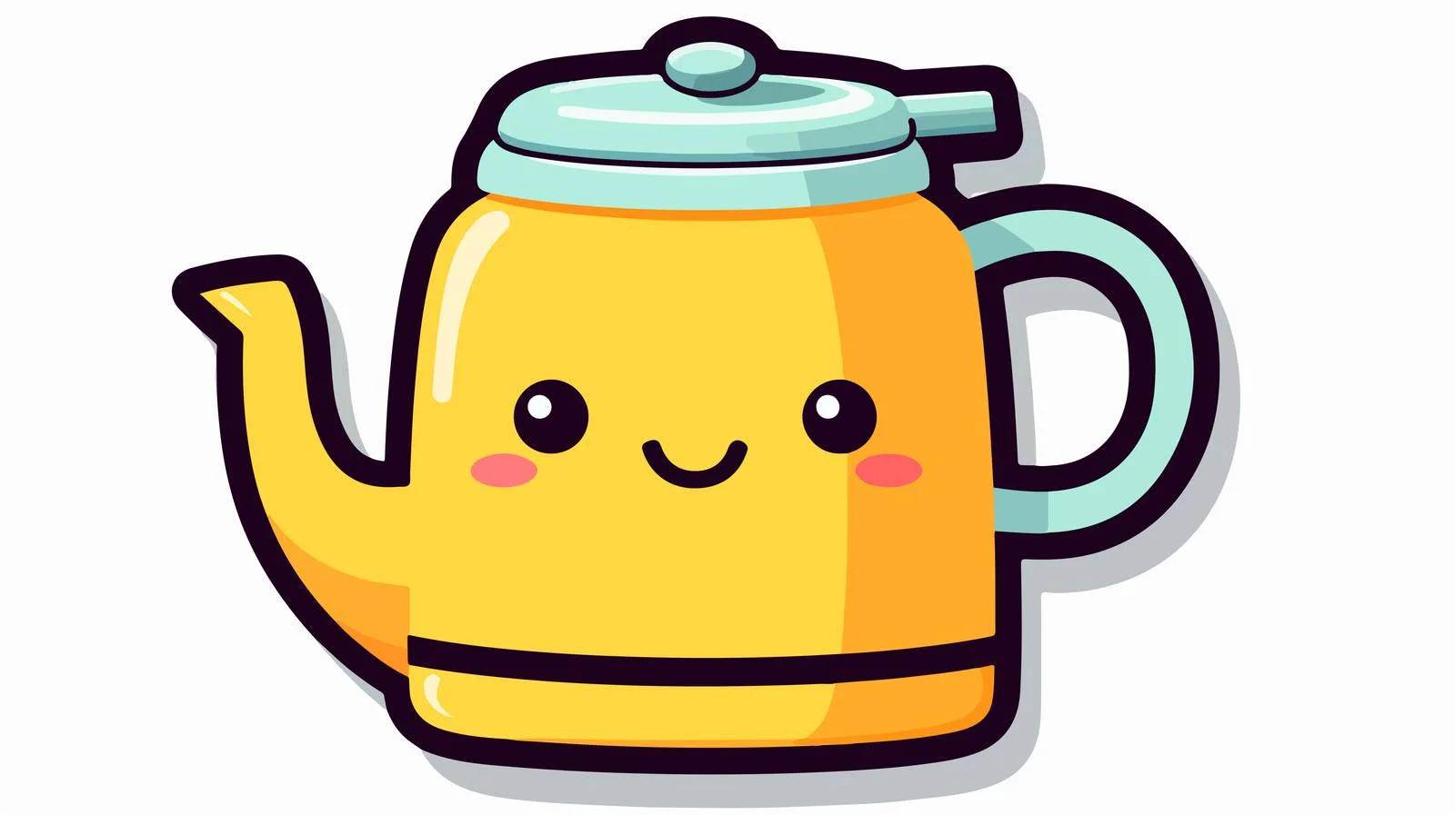 Adorable Cartoon Kettle Sticker — free download from Dotvec
