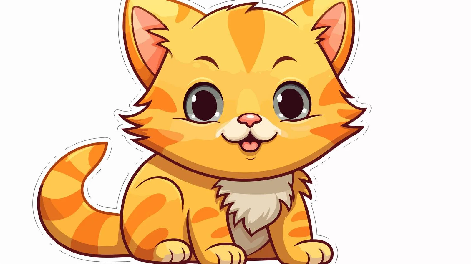 Happy Cartoon Cat Sticker — free download from Dotvec