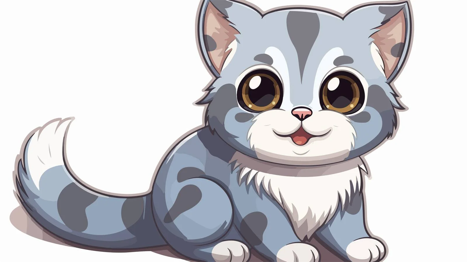 Happy Cartoon Cat Sticker — free download from Dotvec