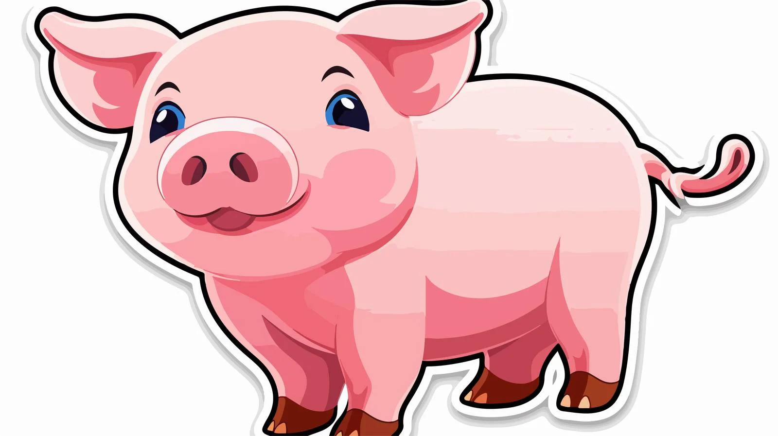 Cheerful Cartoon Pig Sticker Illustration — free download from Dotvec