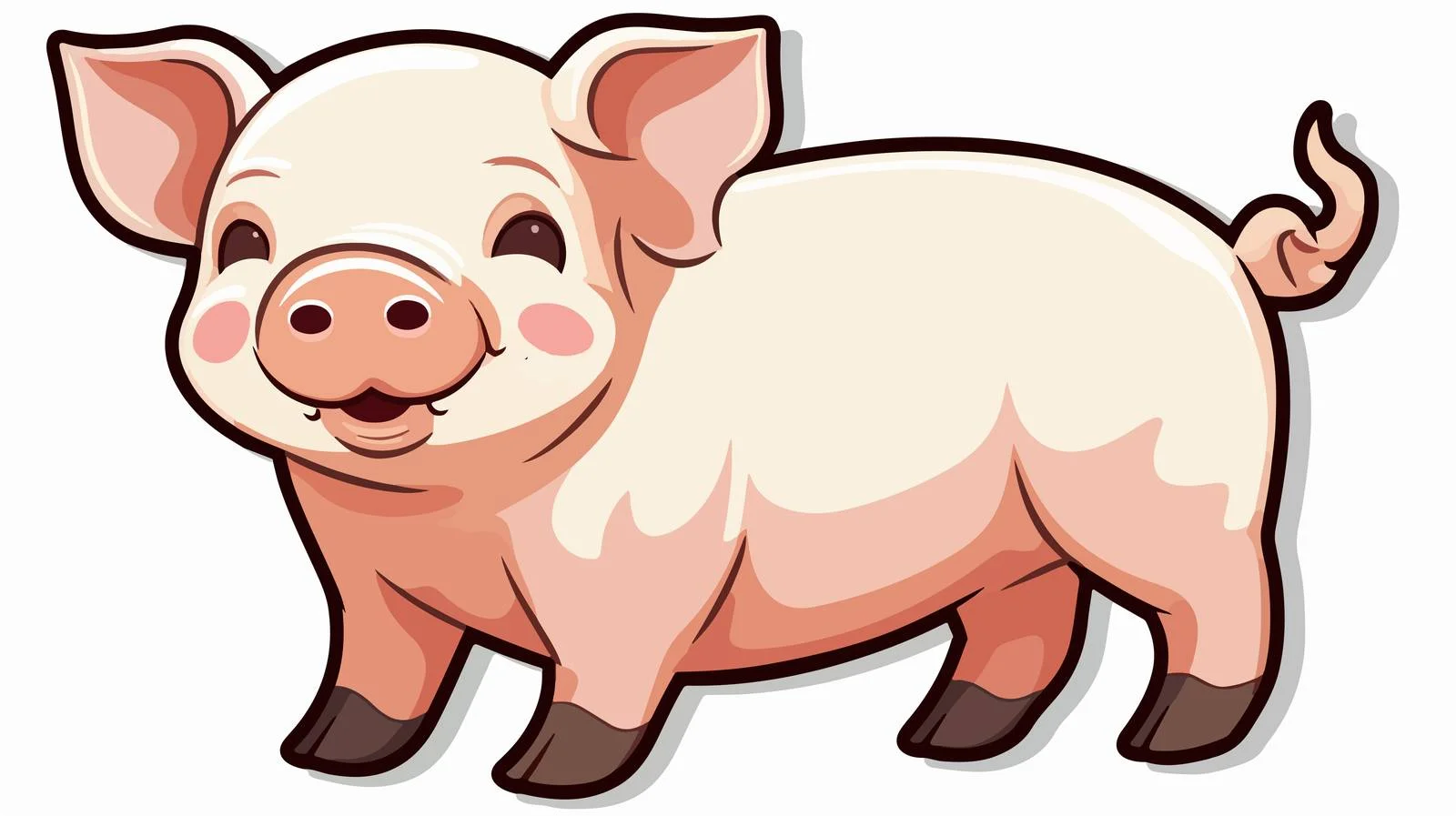 Happy Cartoon Pig Sticker Illustration — free download from Dotvec