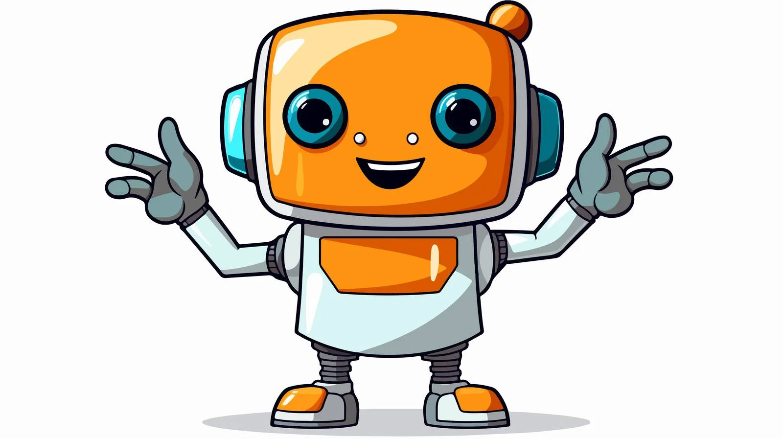 Cheerful Cartoon Robot Sticker — free download from Dotvec