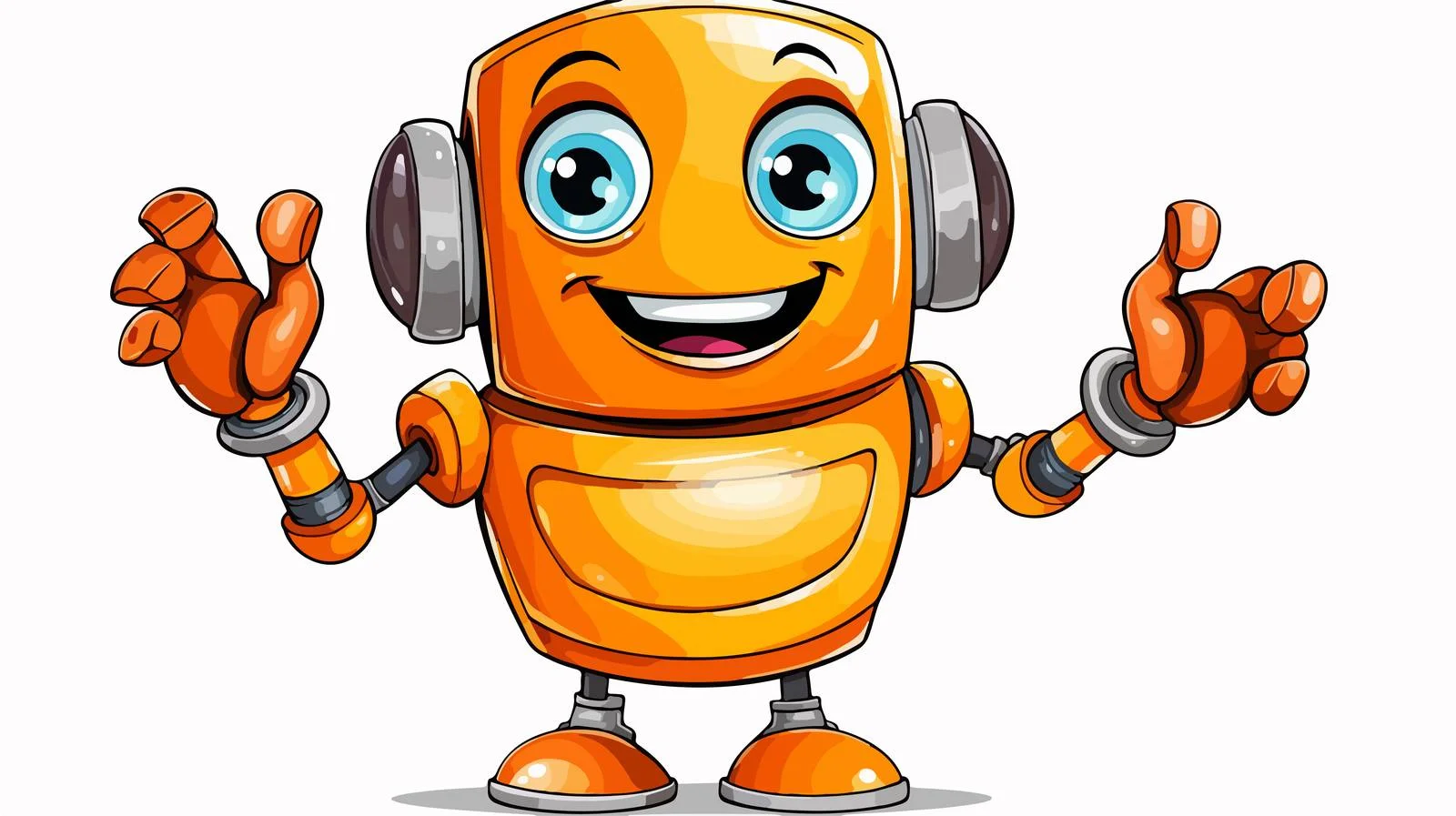 Friendly Cartoon Robot Sticker Waving Hello — free download from Dotvec