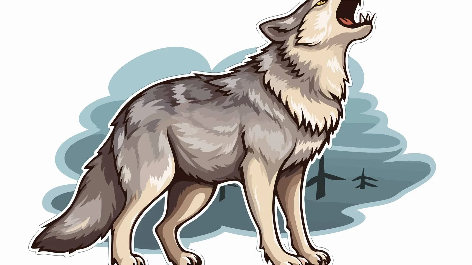 Howling Wolf Cartoon Sticker — free download from Dotvec