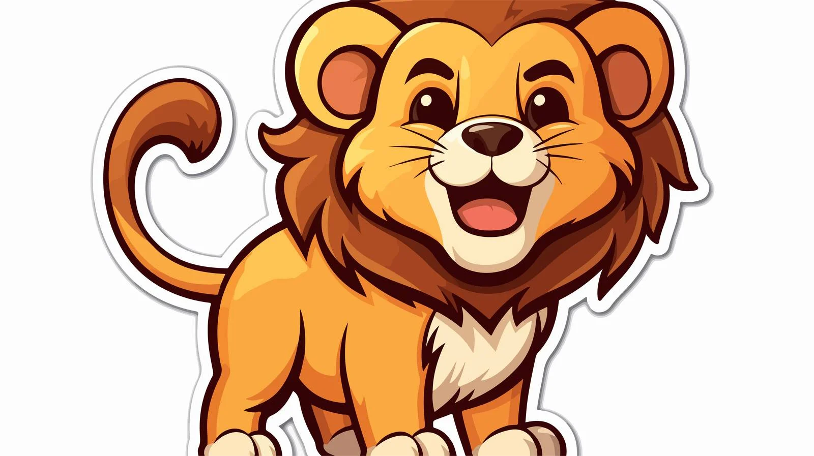 Laughing Lion Cartoon Sticker Illustration — free download from Dotvec