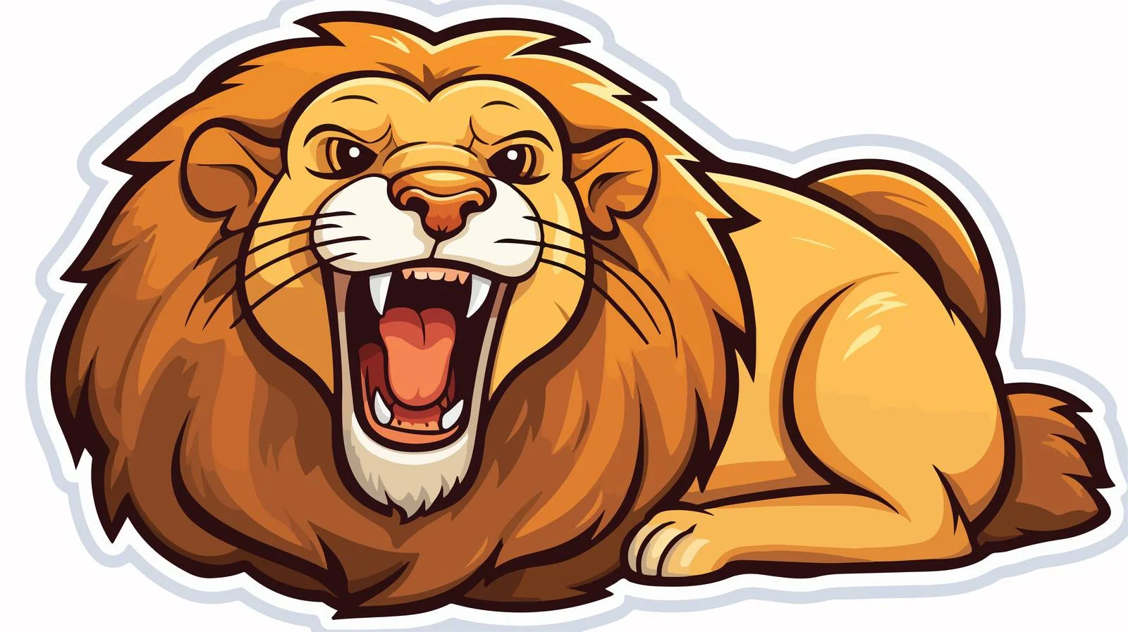 Laughing Lion Cartoon Sticker — free download from Dotvec