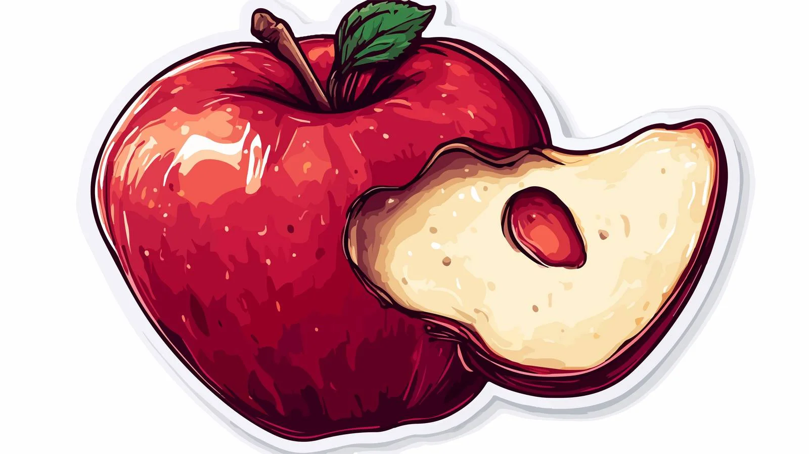 Tattoo-Style Bitten Apple Sticker — free download from Dotvec