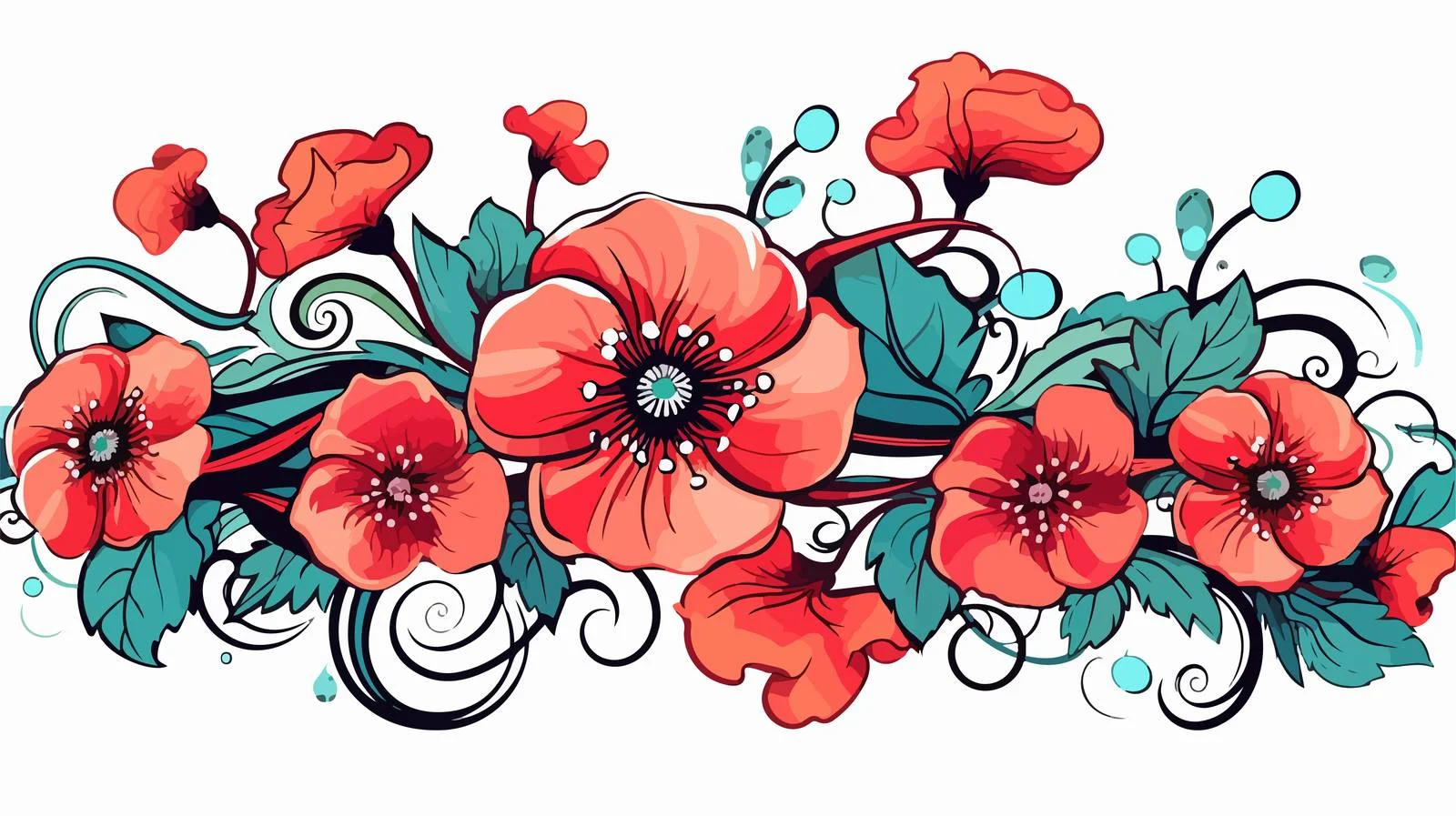 Tattoo Style Flowers Sticker — free download from Dotvec
