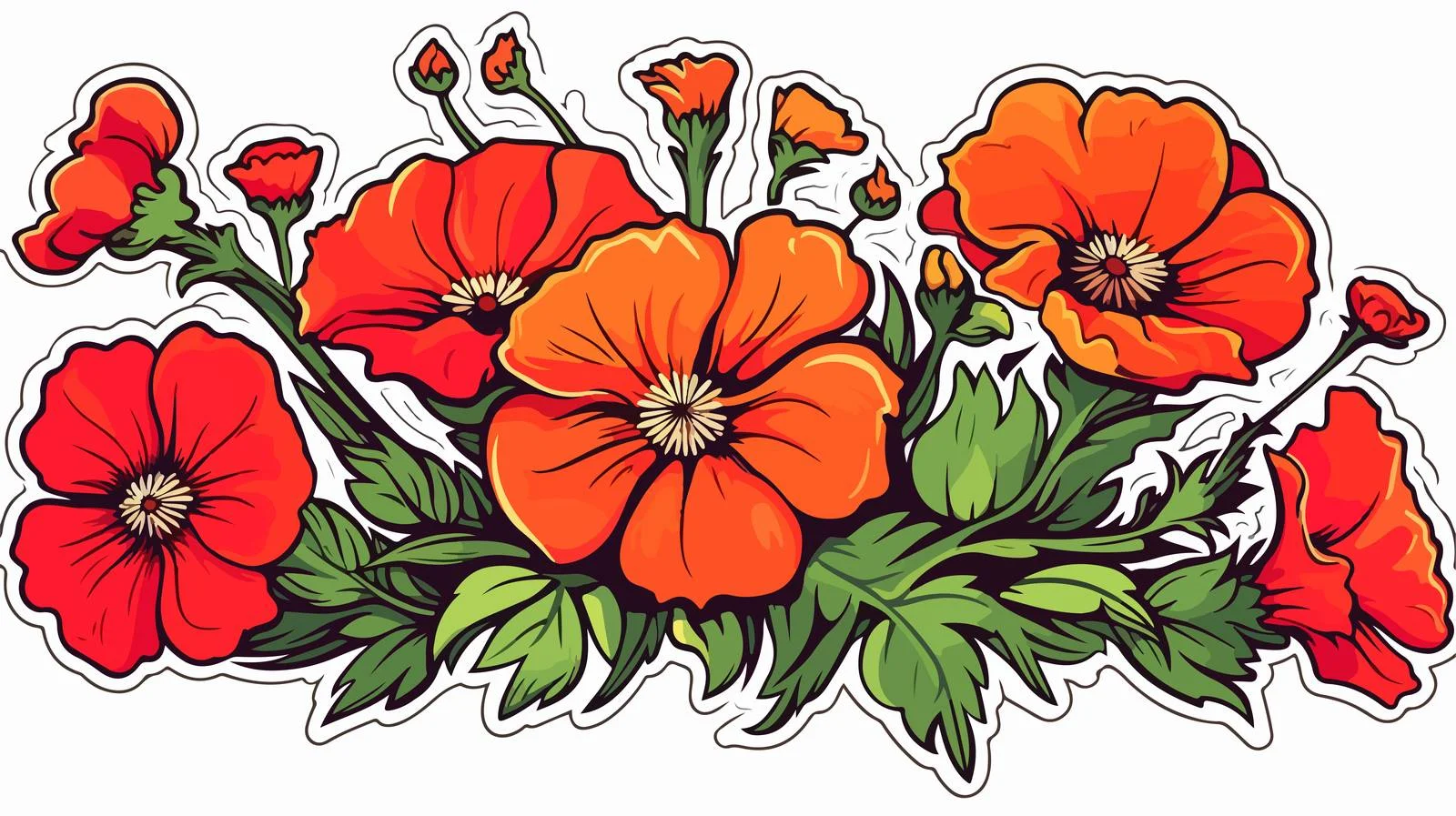 Tattoo Style Flowers Sticker Design — free download from Dotvec