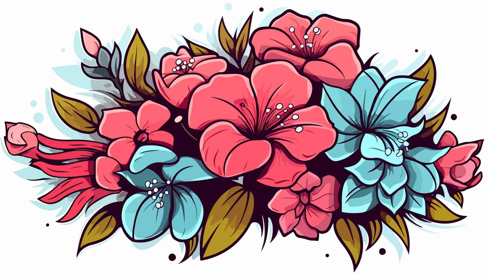 Tattoo-Style Flowers Sticker Design — free download from Dotvec