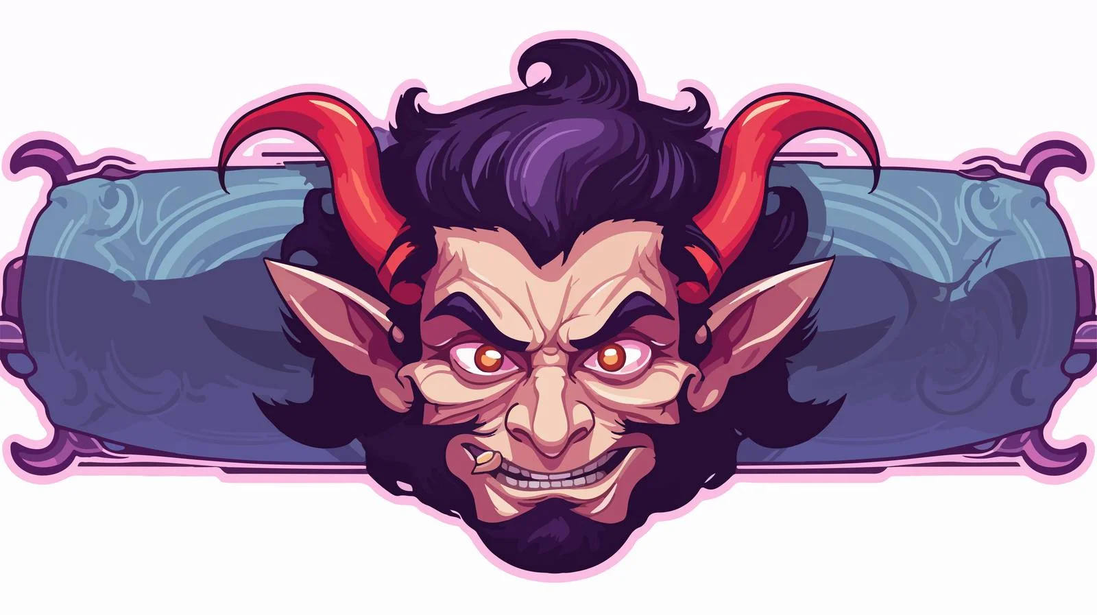 Tiefling Character Sticker with Scroll Ban — free download from Dotvec