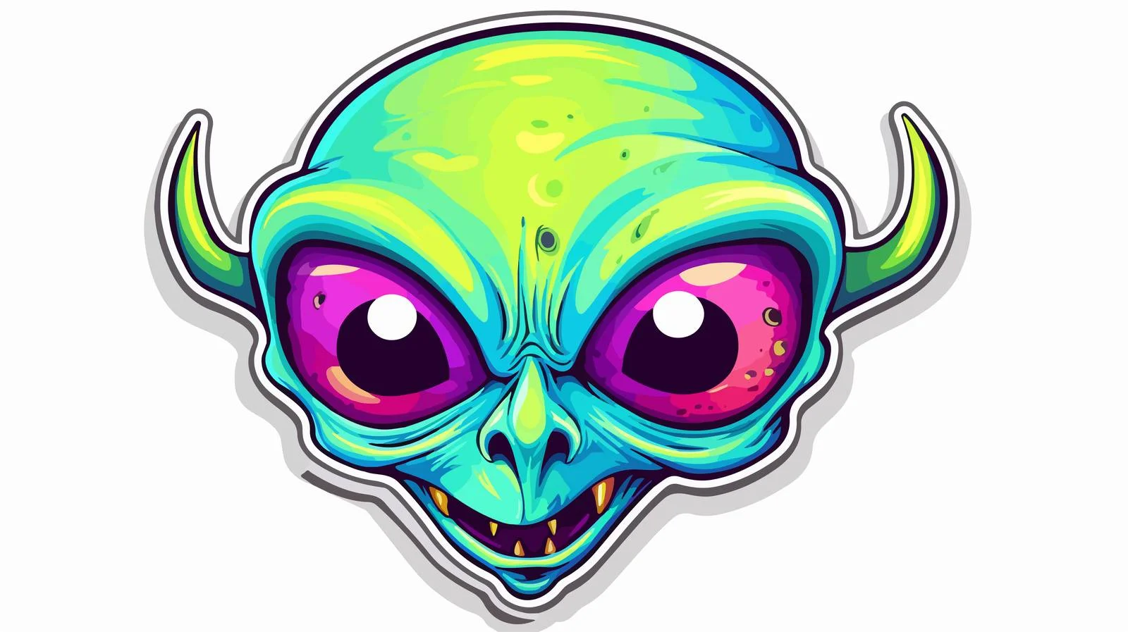Cartoon Alien Sticker Illustration — free download from Dotvec