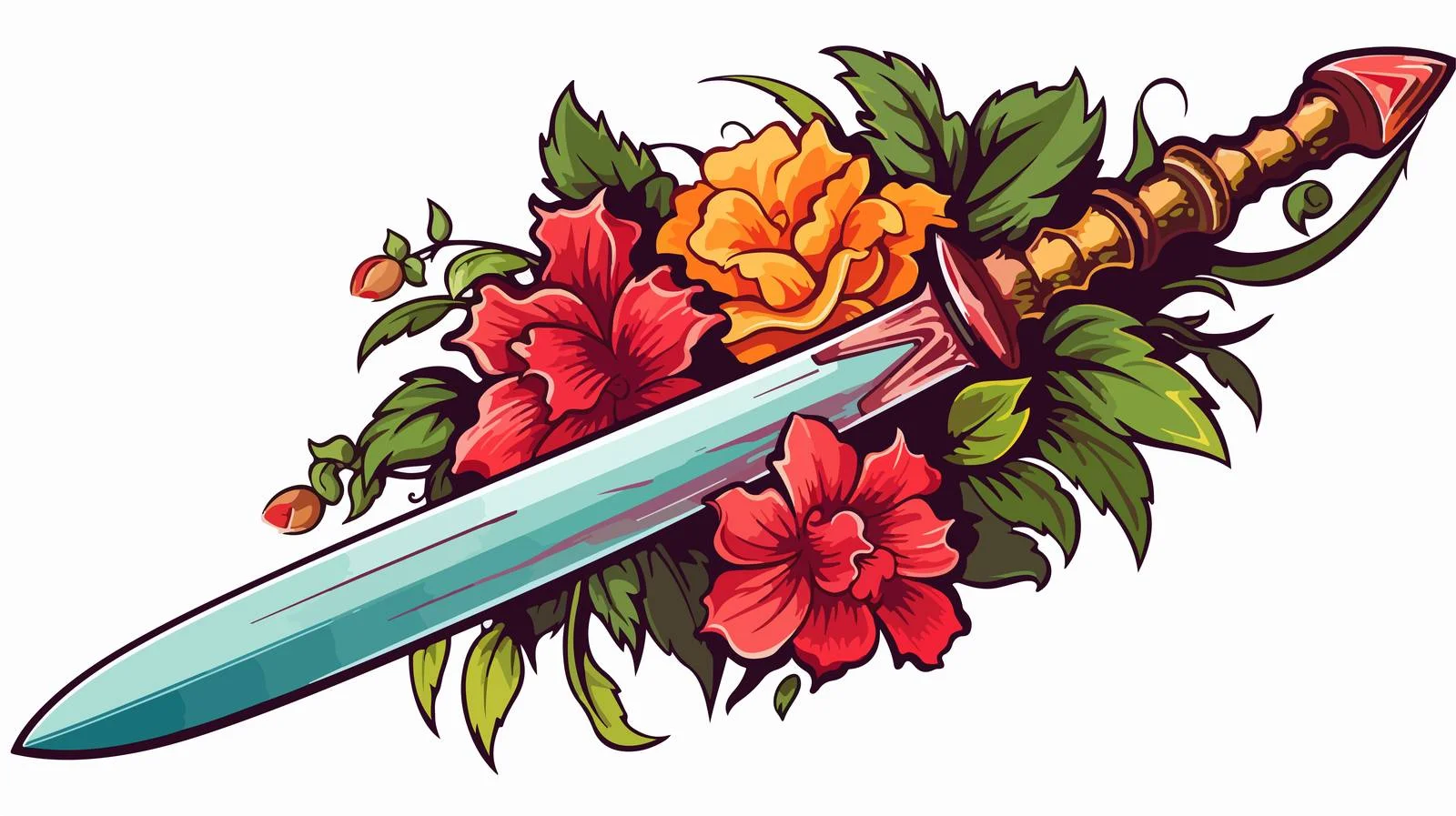 Traditional Style Dagger Tattoo Sticker — free download from Dotvec