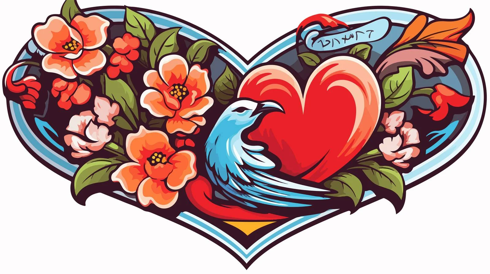 Traditional Style Flying Heart Tattoo Sticker — free download from Dotvec