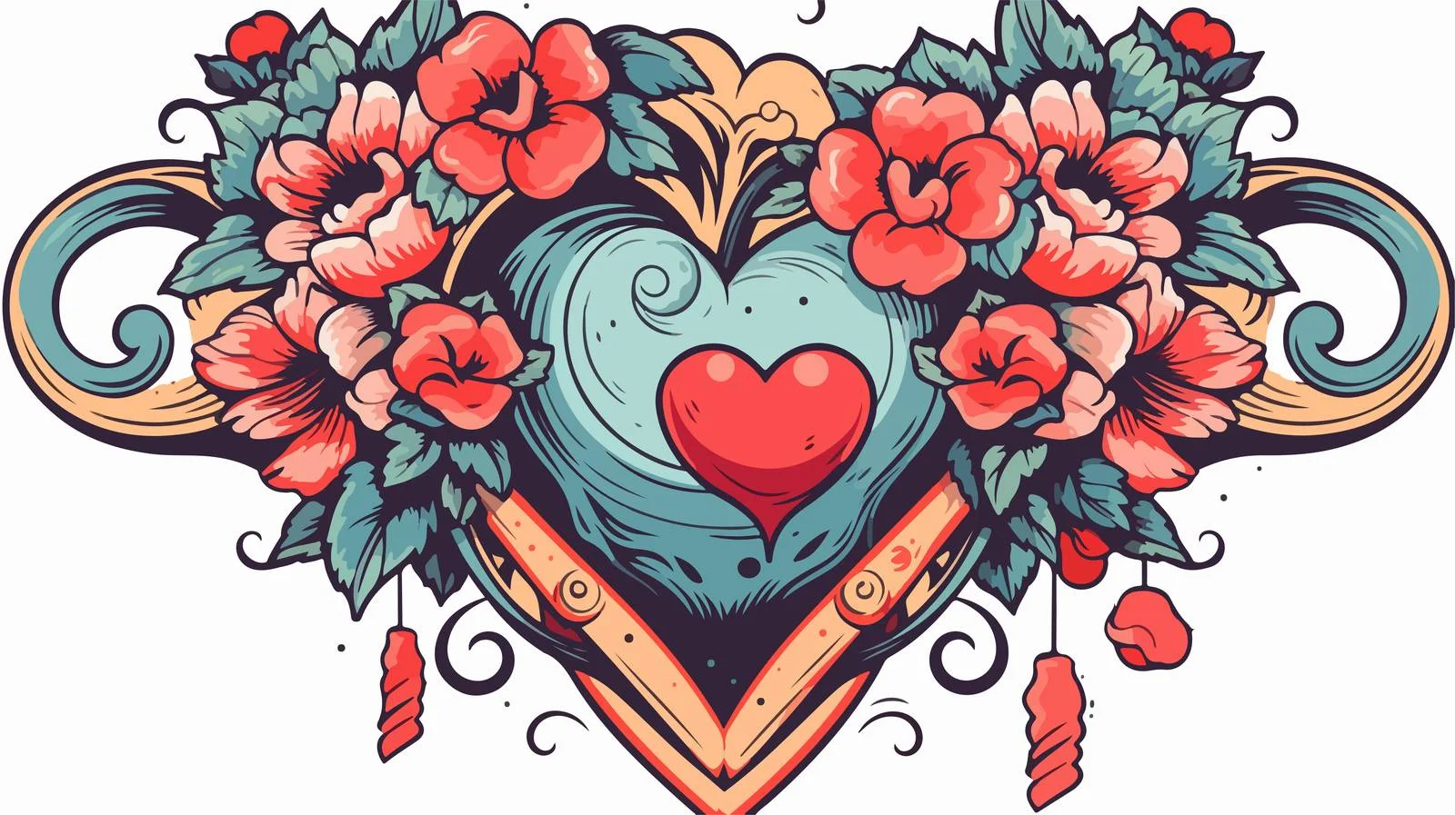 Traditional Heart Tattoo Sticker — free download from Dotvec