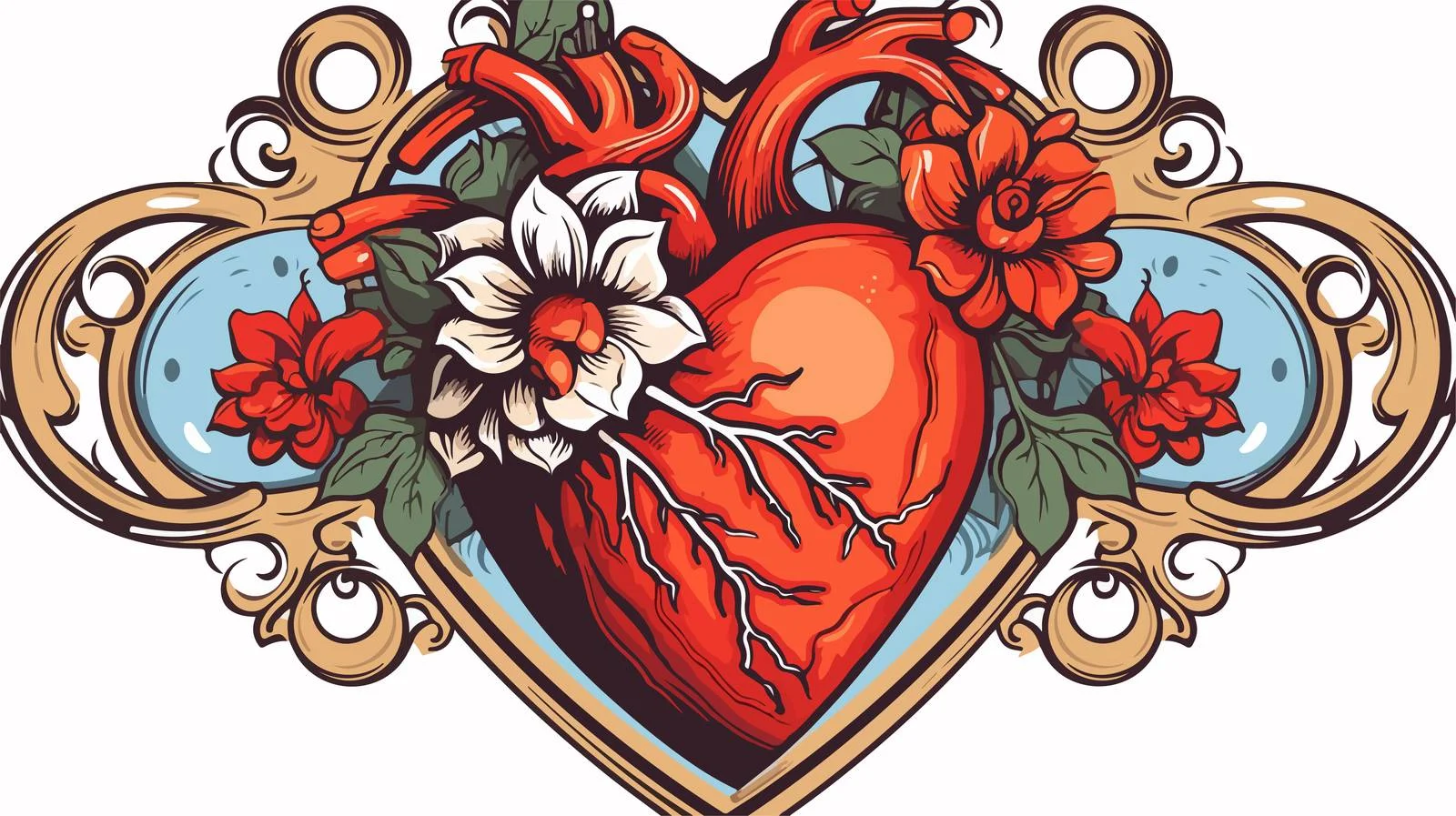 Traditional Heart Tattoo Sticker — free download from Dotvec