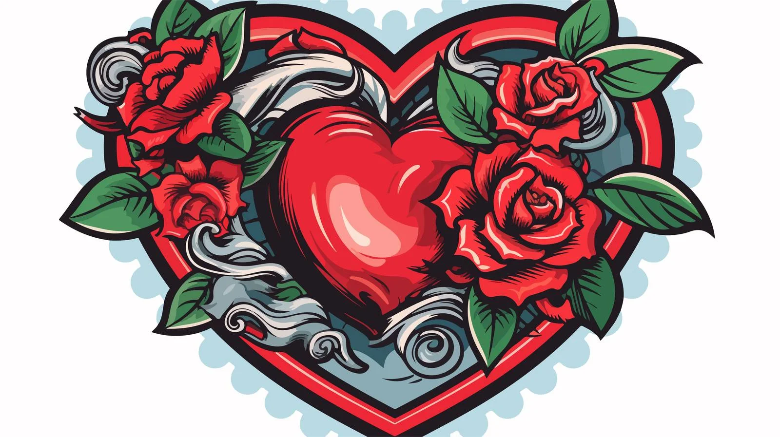 Heart Tattoo Traditional Style Sticker — free download from Dotvec