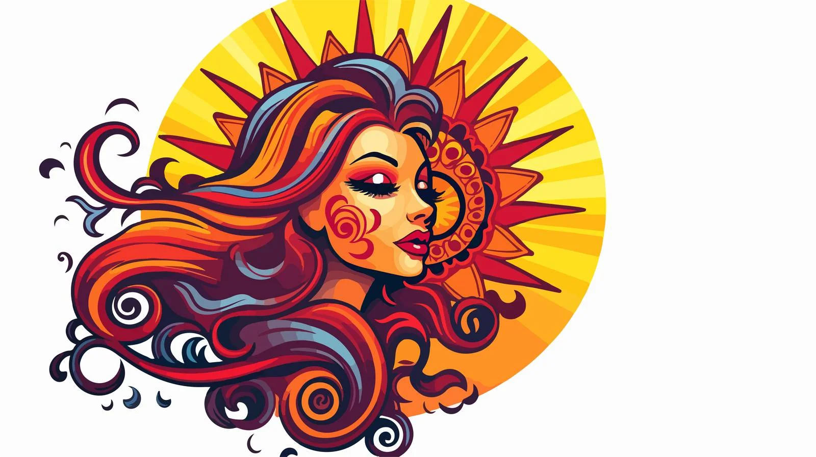 Traditional Sun Tattoo Sticker — free download from Dotvec