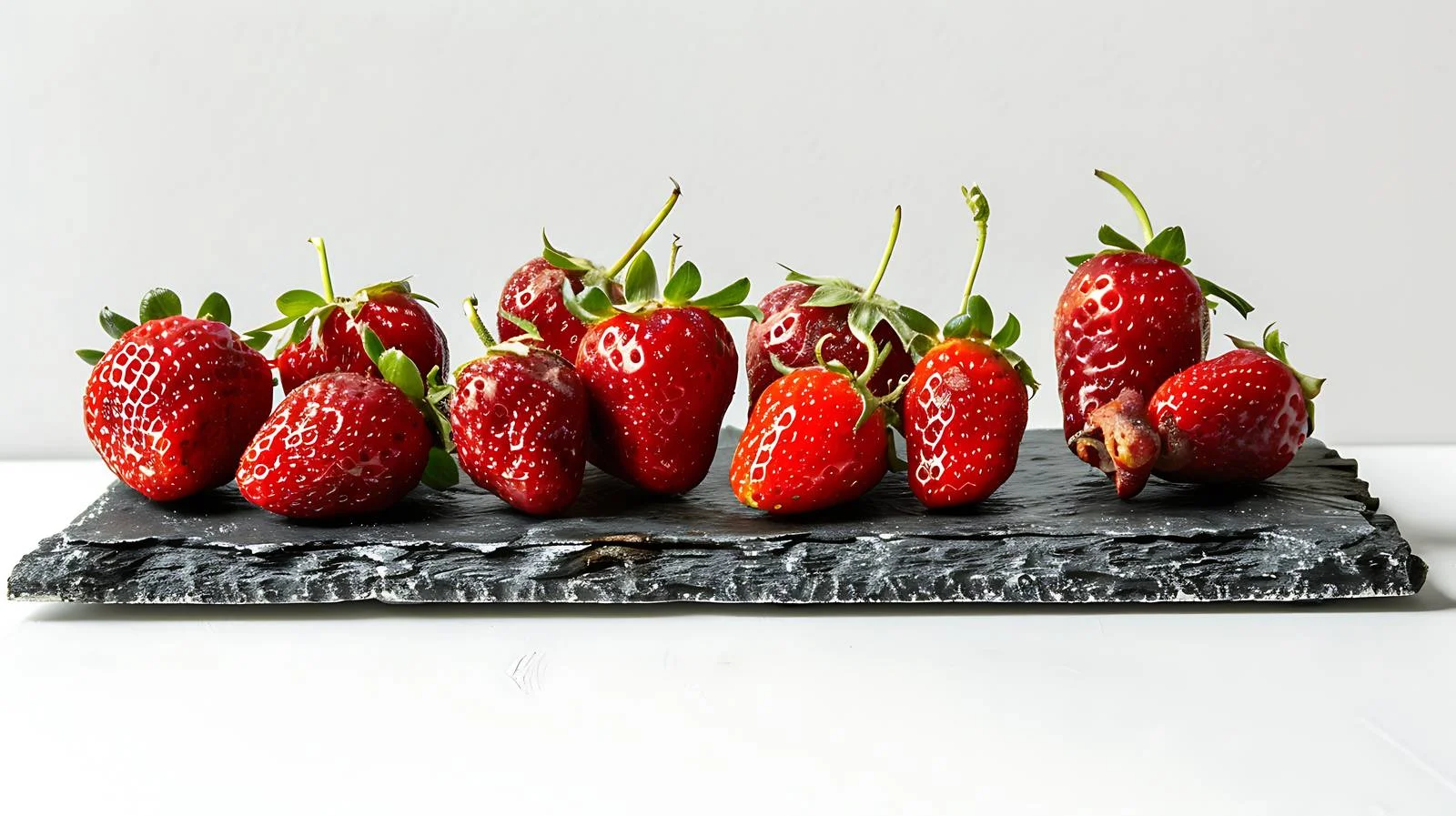 Vivid Red Strawberries Arranged on Slate Board — free download from Dotvec