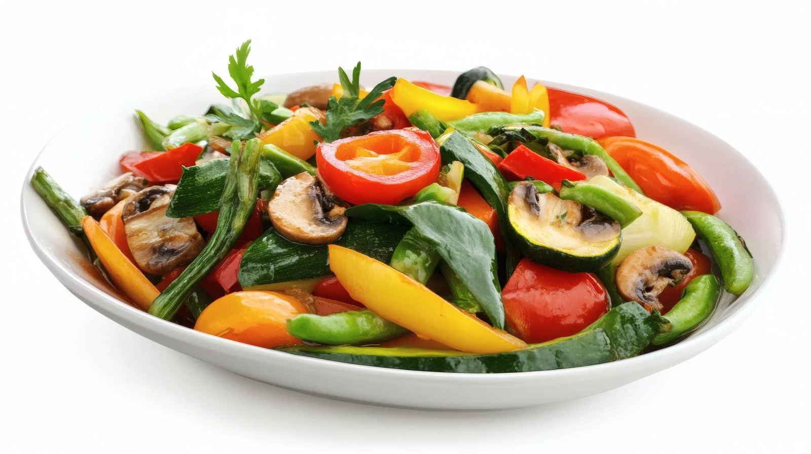 Vibrant Stir-Fried Vegetables on White Background — free download from Dotvec