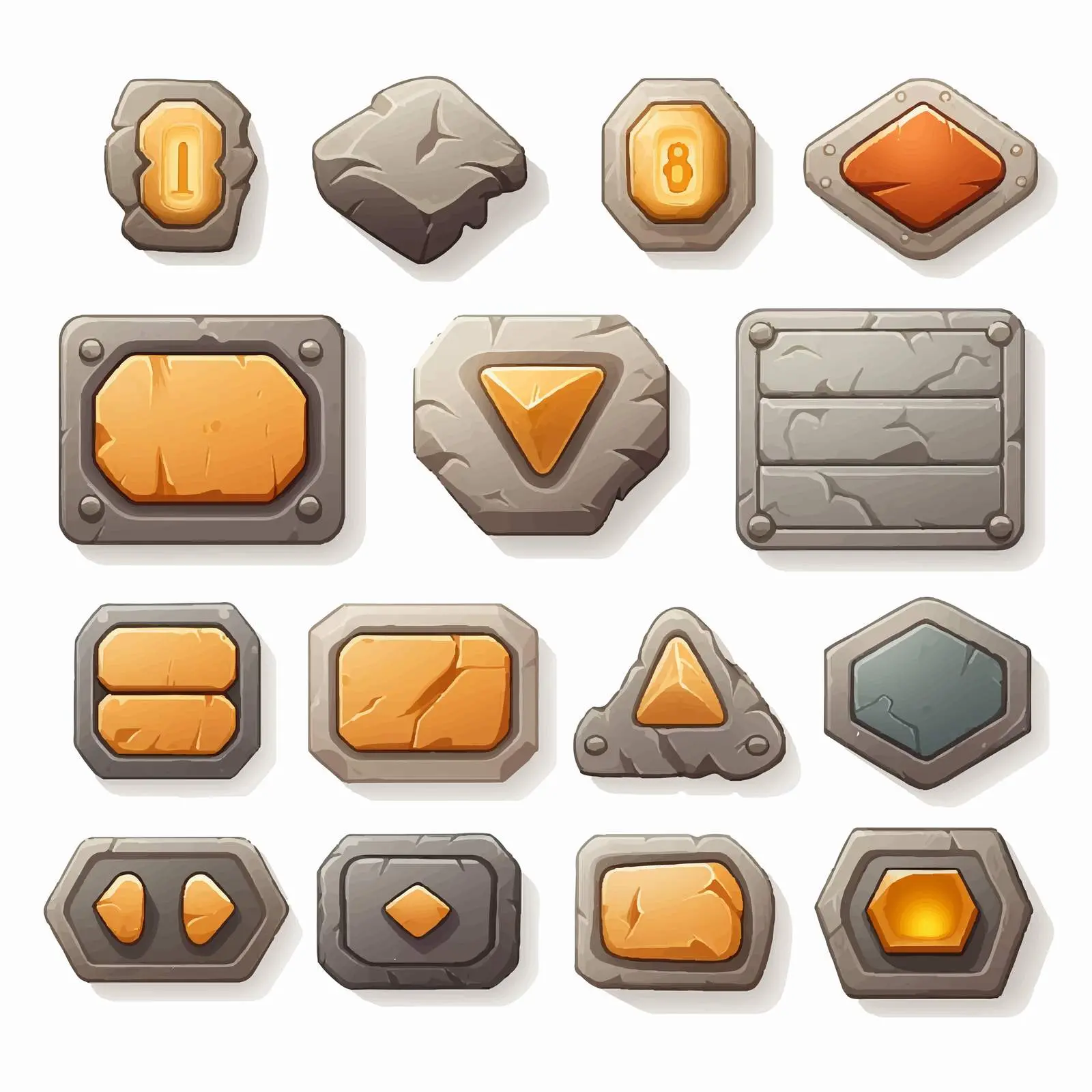 Stone Buttons Game Design with Metal Plates — free download from Dotvec