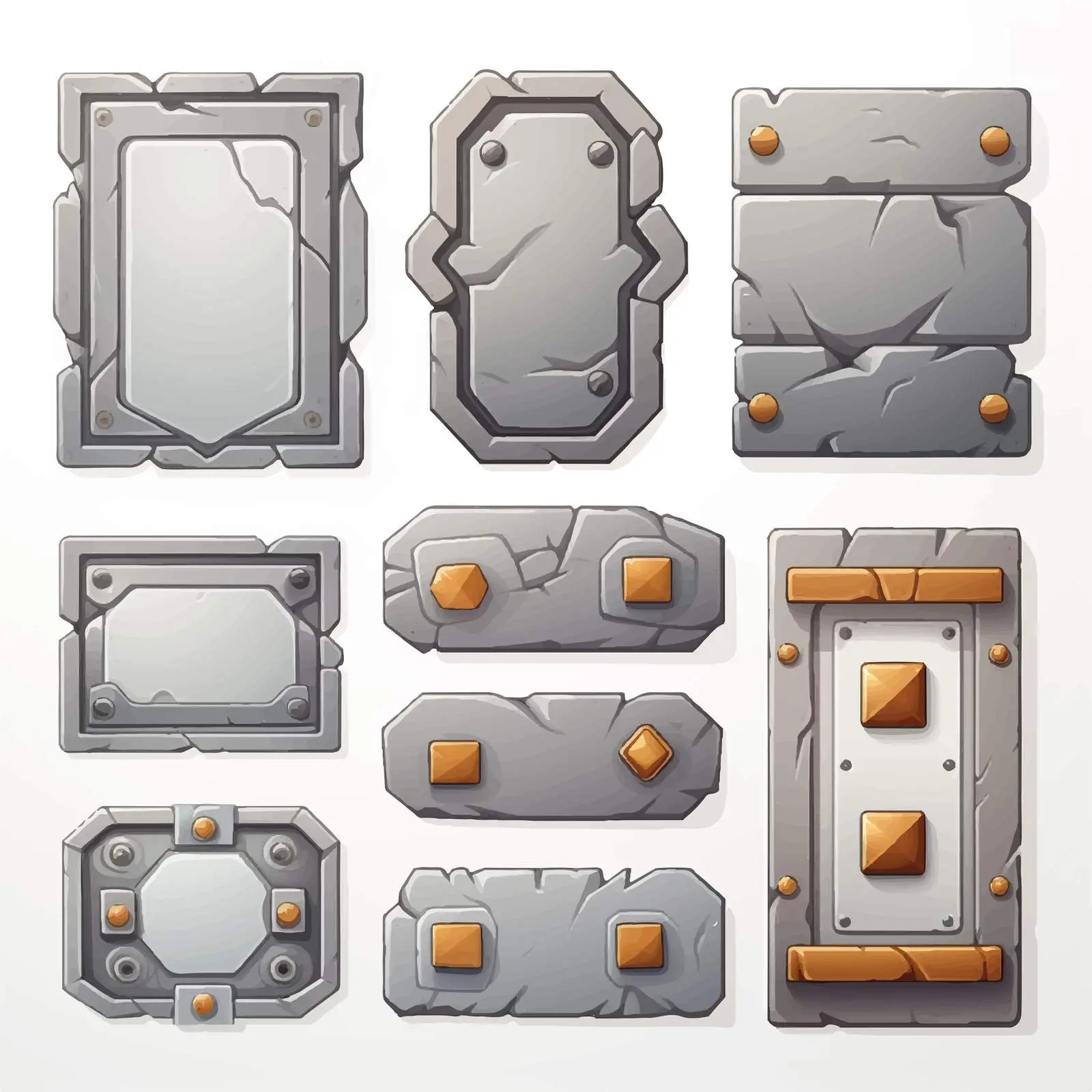 Game Stone Buttons and Metal Plates Design — free download from Dotvec