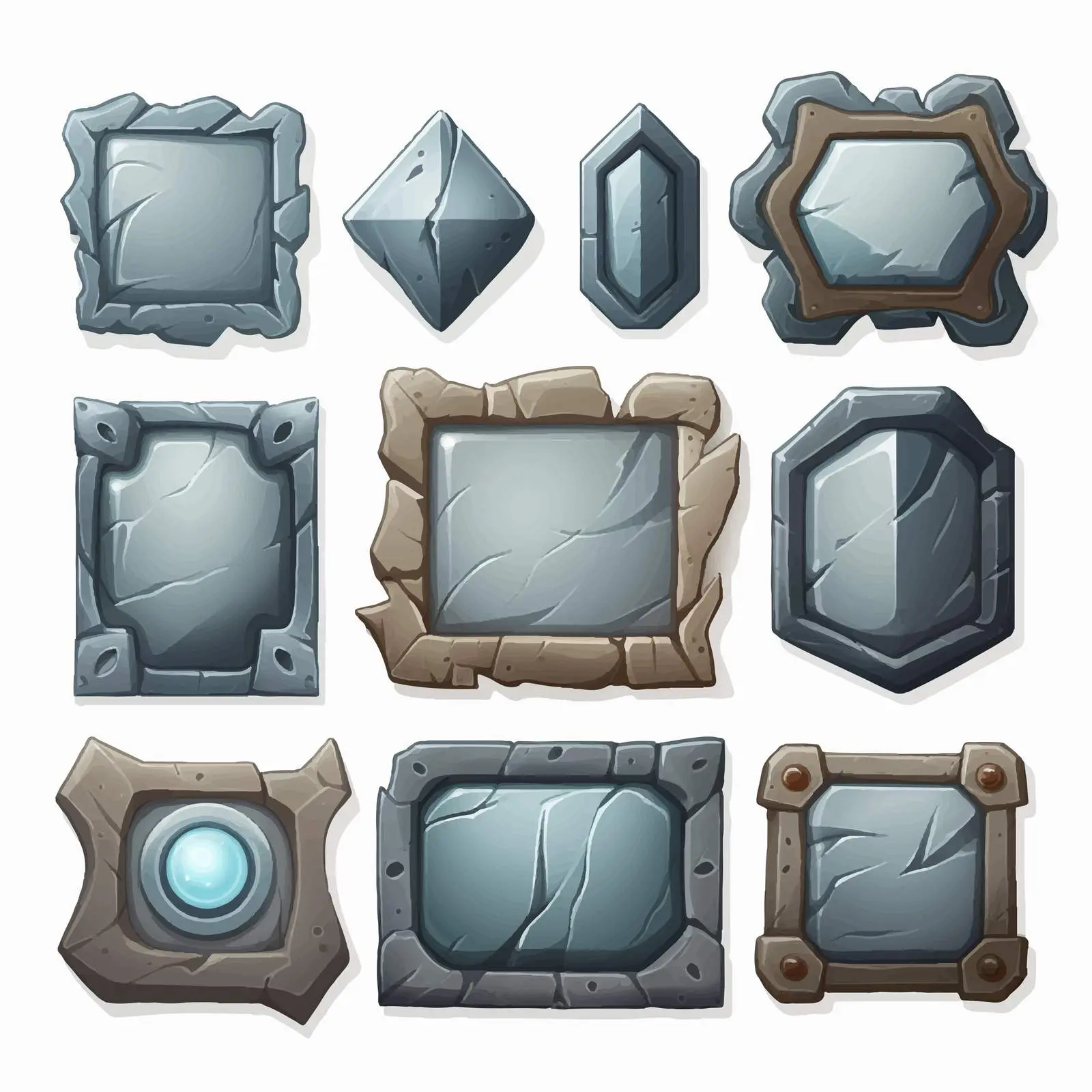 Stone Button Design for Game Interface — free download from Dotvec