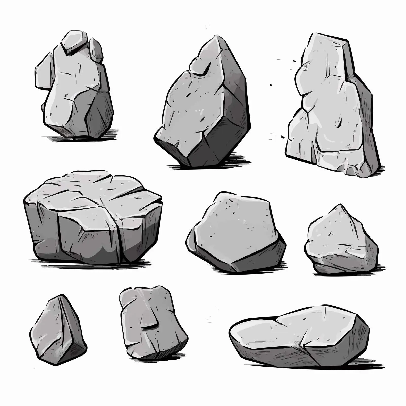 Cartoon Stone Outline Vector Illustration — free download from Dotvec