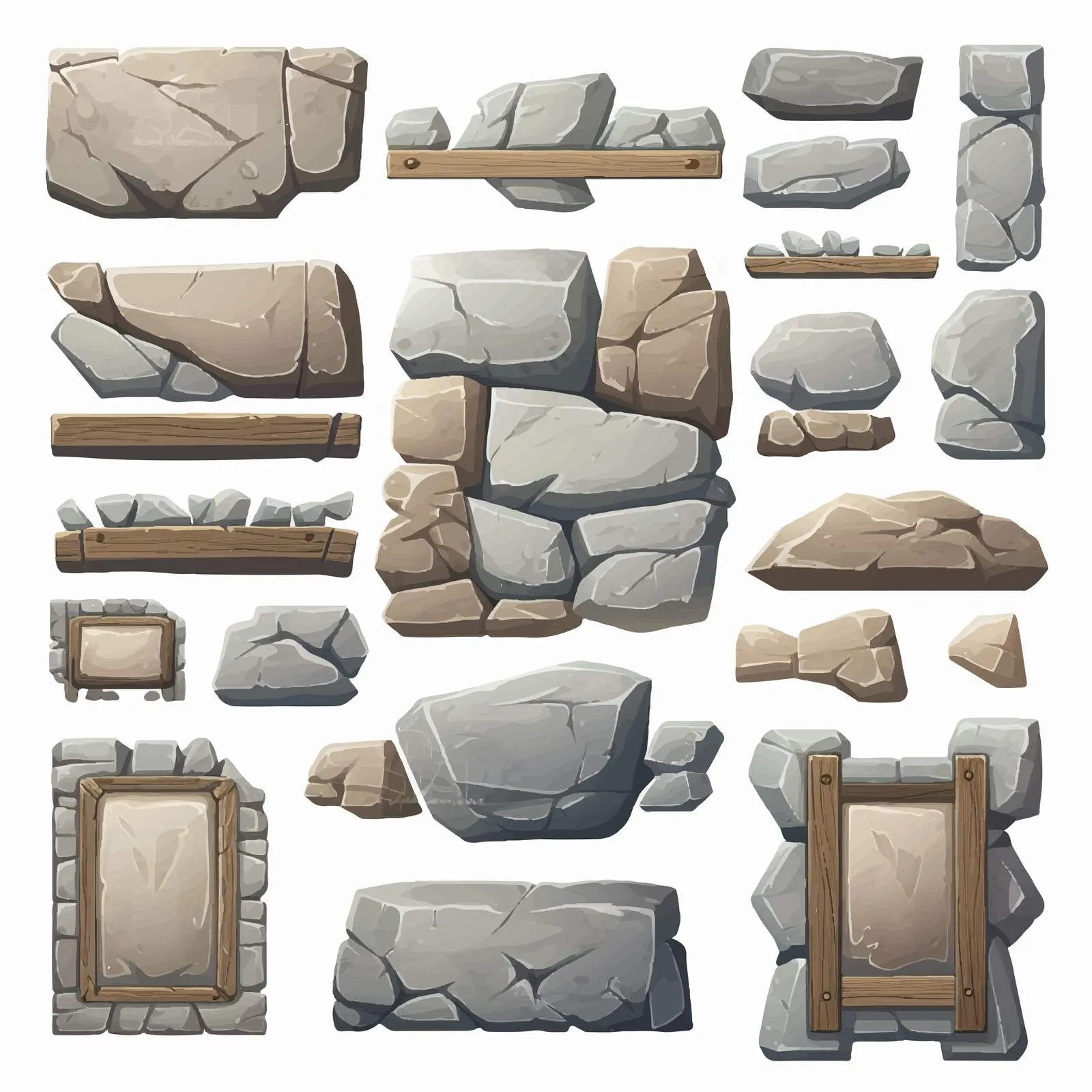 Stone Plates and Boards for Game Design – free gaming interface image from Dotvec