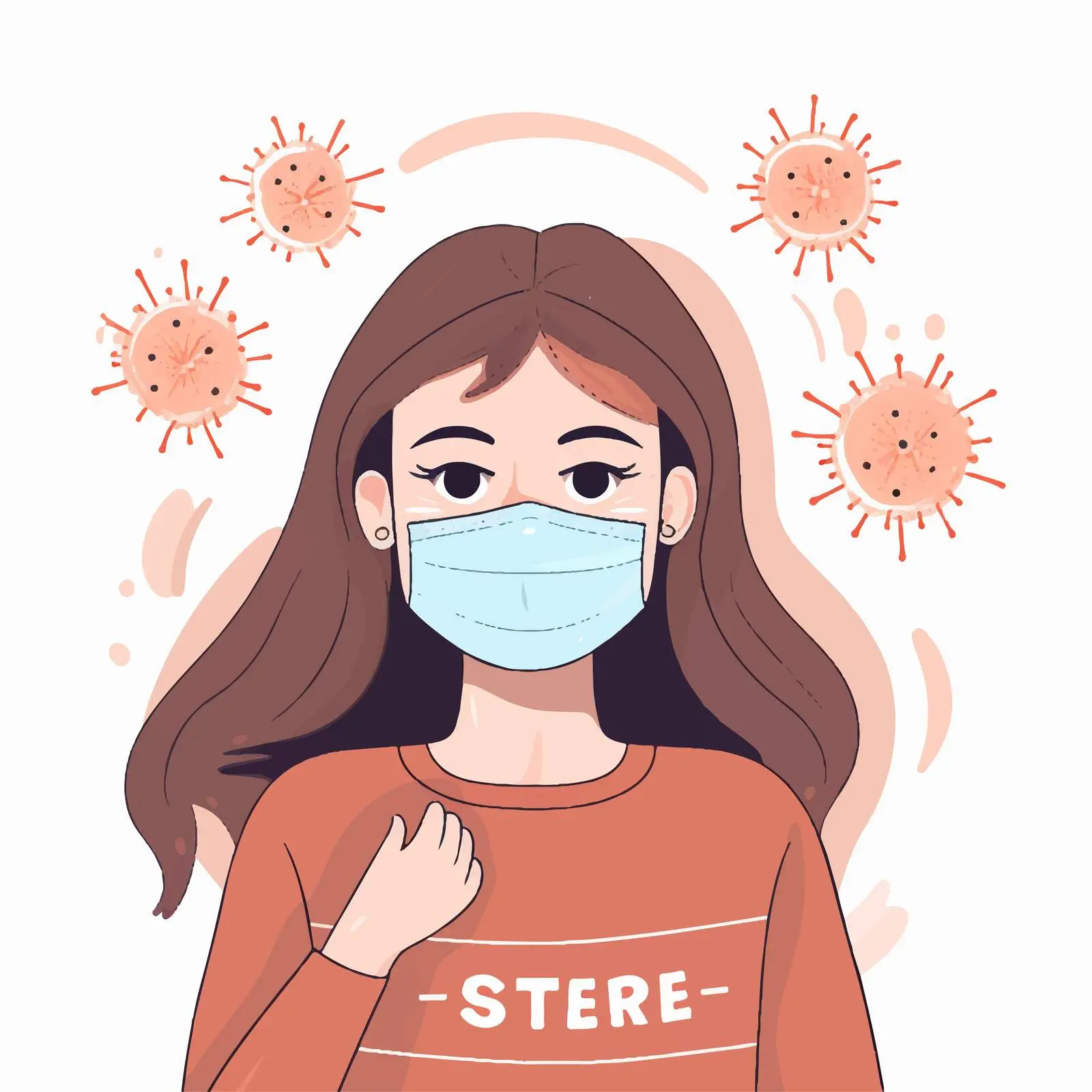 Girl in Medical Mask Coronavirus Awareness Banner – free safety guidelines image from Dotvec