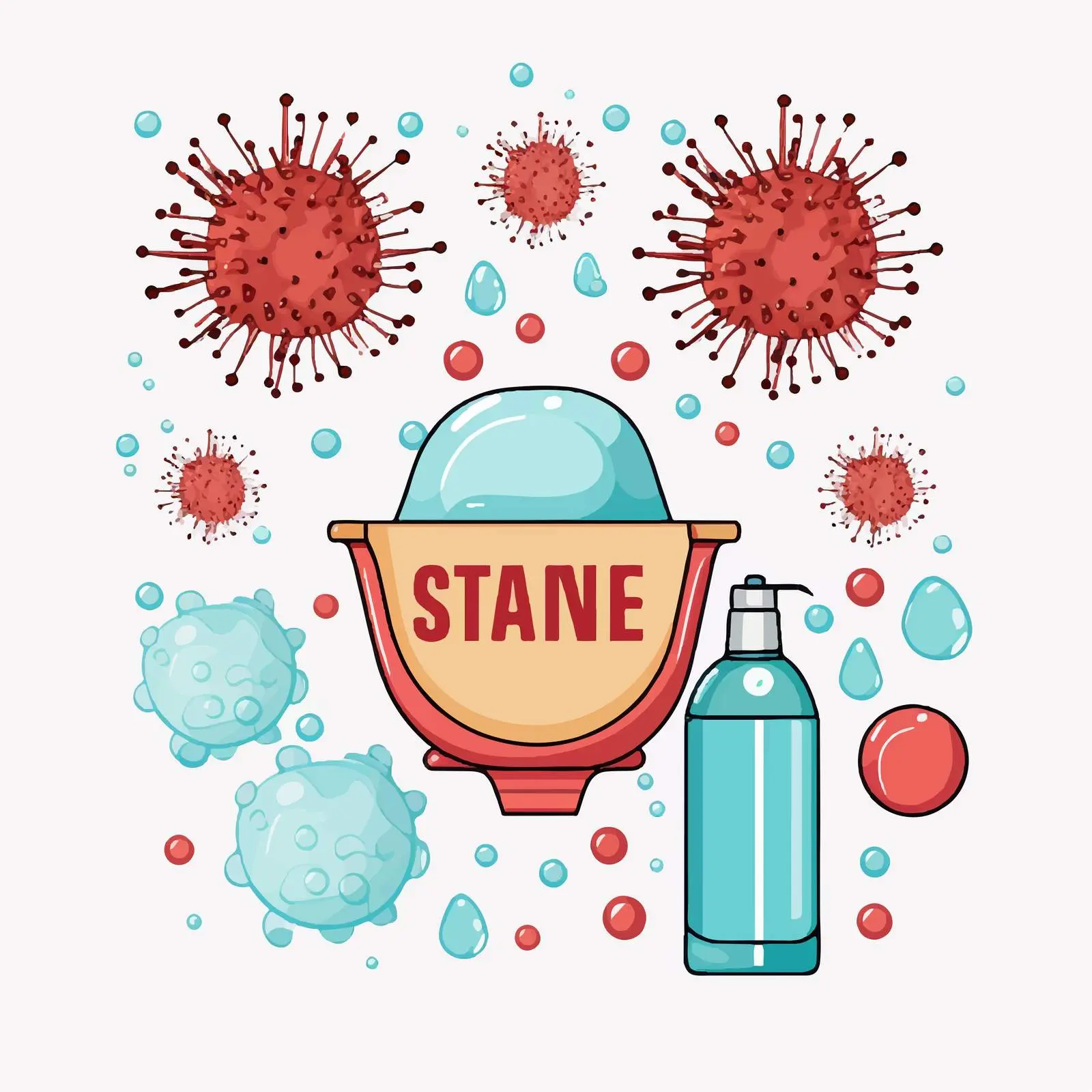 Stop Coronavirus Design with Sanitizer Products – free virus awareness image from Dotvec