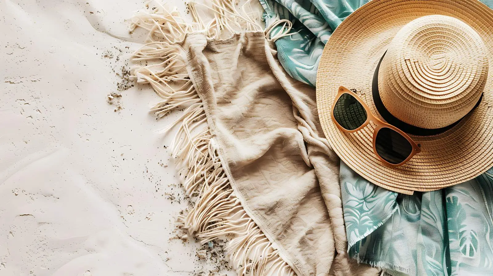 Beach Essentials: Straw Hat and Sunglasses — free download from Dotvec