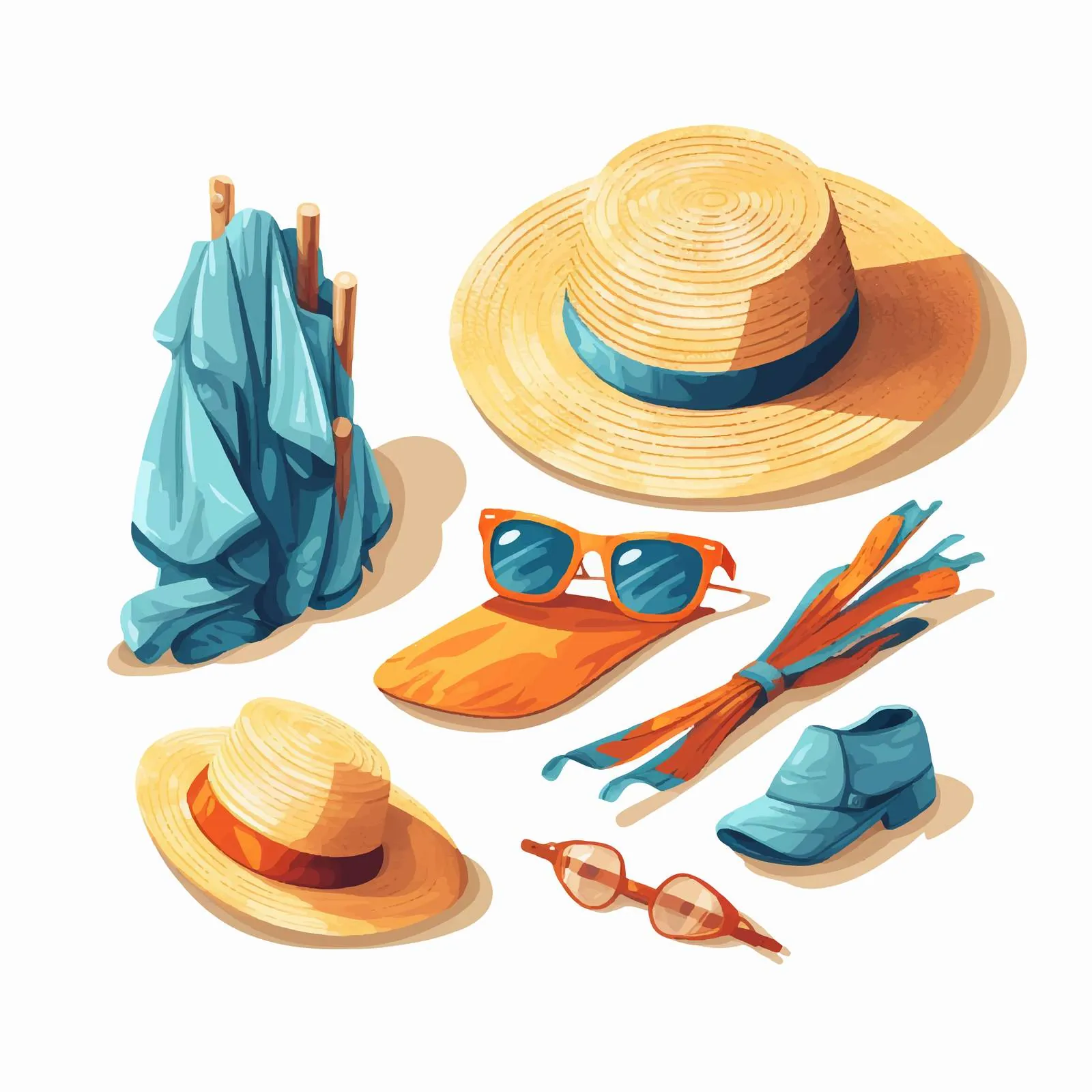 Summer Essentials: Straw Hat, Swimwear, Sunglasses – free outdoor leisure image from Dotvec