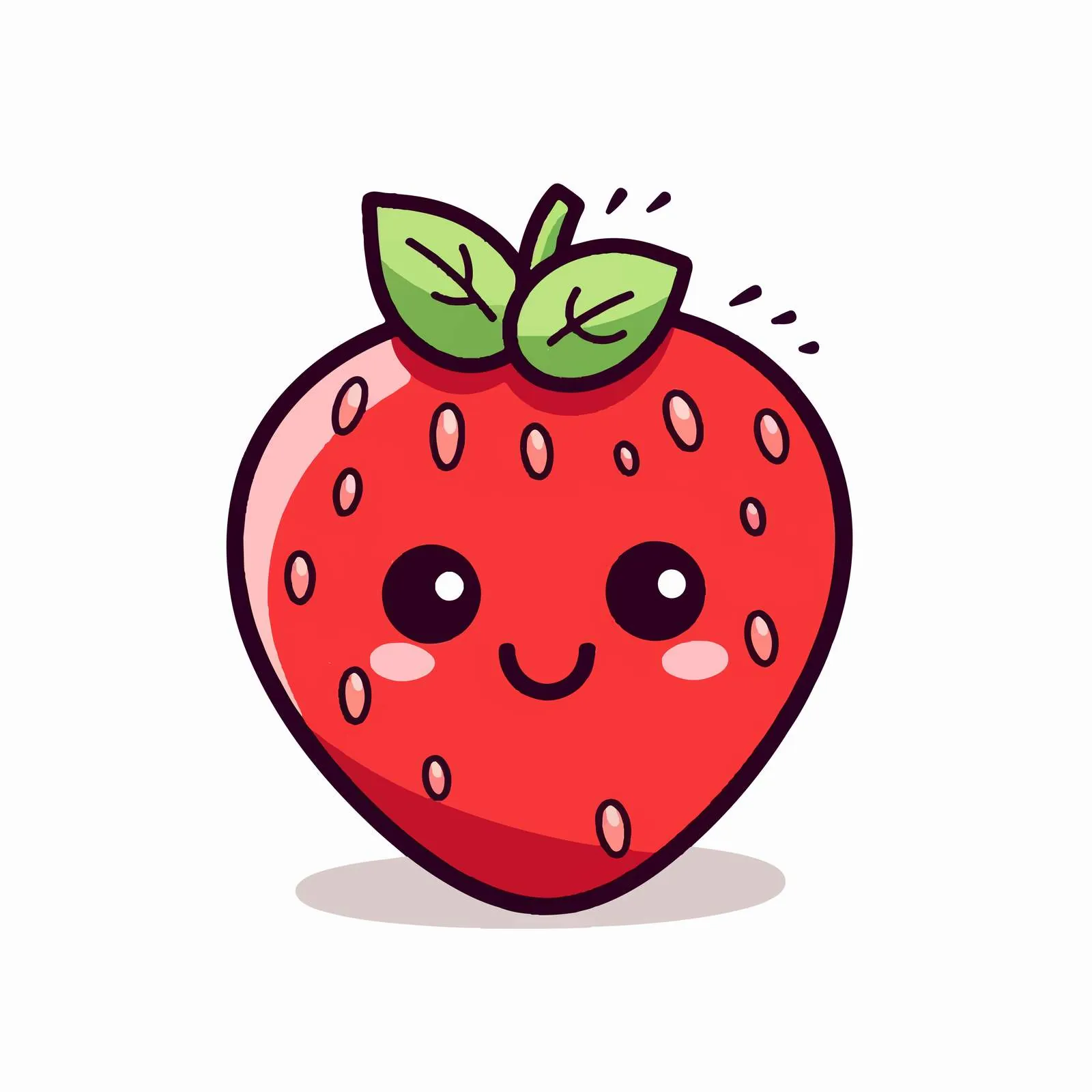 Doodle Style Strawberry Fruit for Kids – free naive image from Dotvec