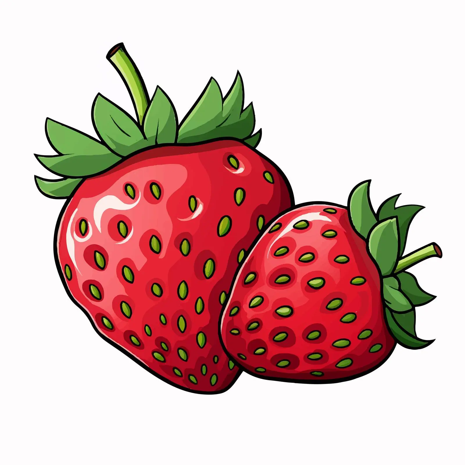 Cartoon Strawberry Line Vector Illustration — free download from Dotvec